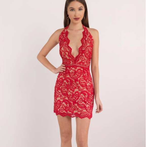 Tobi Dresses & Skirts - Tobi Pamela Red Lace Up Bodycon Dress